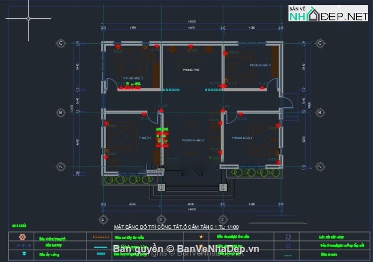 Bản vẽ chi tiết biệt thự hiện đại 1 tầng mái nhật 14x10m - Ảnh 9