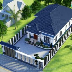 Bản vẽ chi tiết biệt thự hiện đại tầng mái nhật 8.3x16.3m