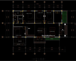 Bản vẽ chi tiết Biệt thự 1 tầng hiện đại mái nhật 8.5×17.2m