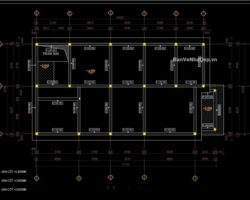 Bản vẽ chi tiết Biệt thự 1 tầng hiện đại mái nhật 8.5×17.2m