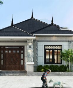 Bản vẽ chi tiết Biệt thự 1 tầng hiện đại mái nhật 8.5x17.2m