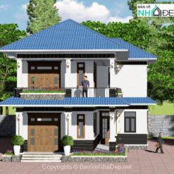 Biệt thự 2 tầng kích thước 13x16.6m mái thái