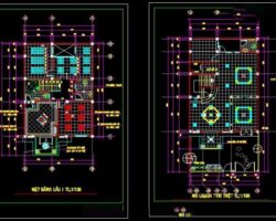 Bản vẽ autocad mẫu nhà phố rộng 8,5 x13,8m 2 tầng