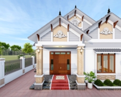 Hồ sơ kiến trúc nhà mái thái 1 tầng 13.6×11