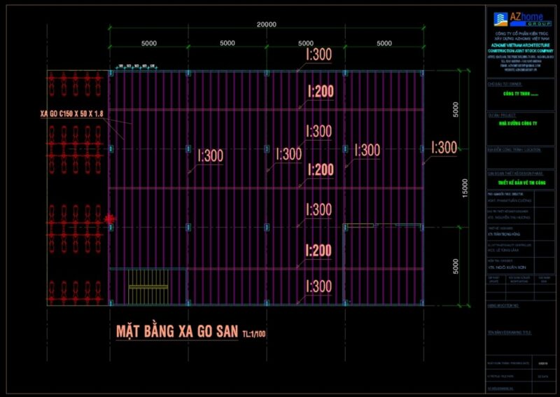 Hồ sơ thiết kế nhà xưởng 15x20m chuẩn kỹ thuật