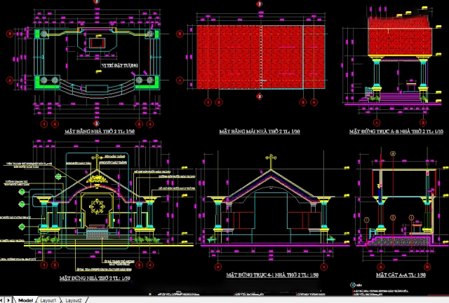 Bản vẽ cad mẫu nhà thờ họ