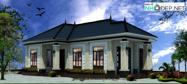 Bản vẽ chi tiết biệt thự hiện đại tầng mái nhật 10.32x17.47m - Ảnh 3