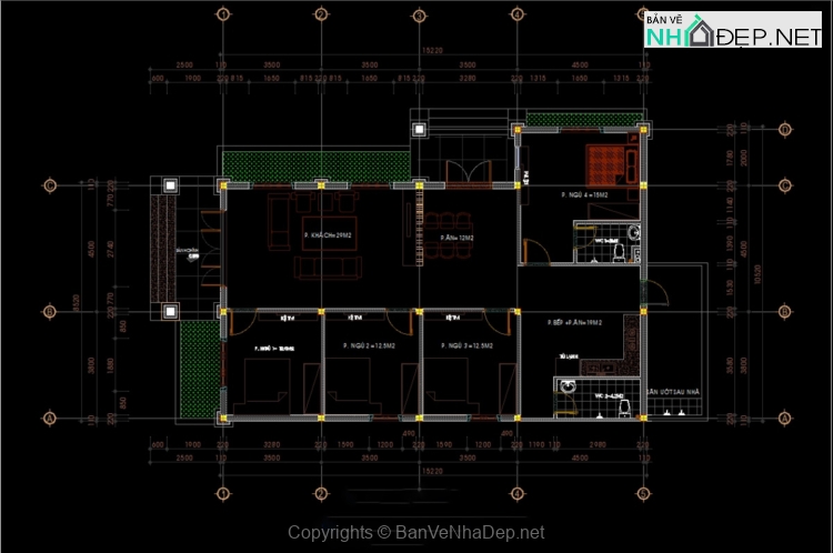 Bản vẽ chi tiết biệt thự hiện đại tầng mái nhật 10.32x17.47m - Ảnh 2