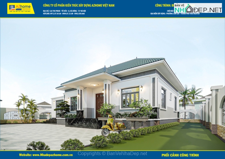 Biệt thự 1 tầng mái Nhật mới nhất 2024, kích thước 12,2x12,46m - Ảnh 5