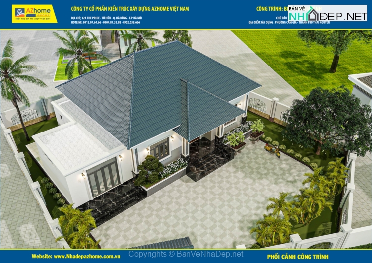 Biệt thự 1 tầng mái Nhật mới nhất 2024, kích thước 12,2x12,46m - Ảnh 6