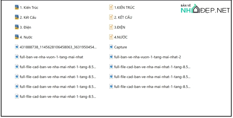 File autocad Biệt thự 700 triệu mái Nhật 1 tầng 8.5x16.5m - Ảnh 3
