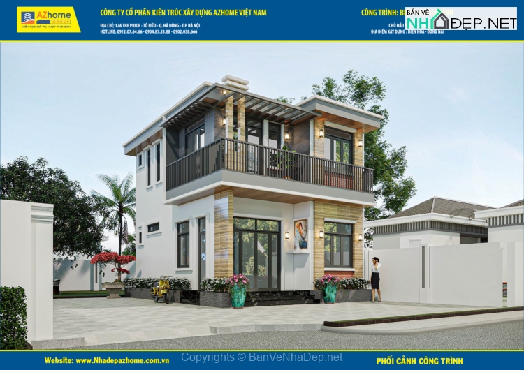 Thiết kế mẫu nhà 2 tầng hiện đại 7.6x10m - Ảnh 2