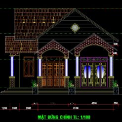 Bản vẽ thiết kế nhà cấp 4 kiểu Pháp 10x18m