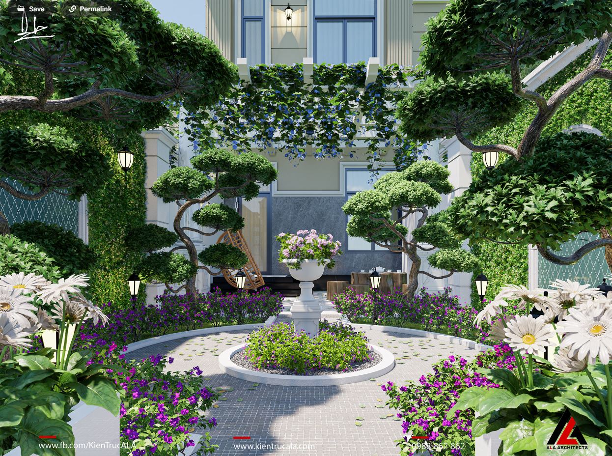 Bản vẽ thiết kế biệt thự sân vườn đẹp – File sketchup - Ảnh 2