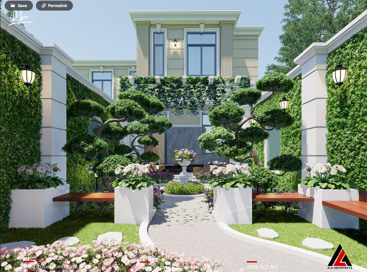 Bản vẽ thiết kế biệt thự sân vườn đẹp – File sketchup - Ảnh 3