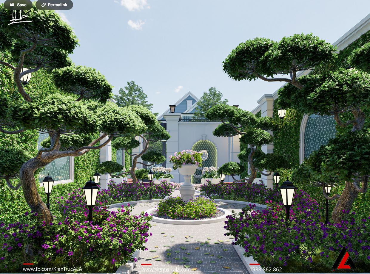 Bản vẽ thiết kế biệt thự sân vườn đẹp – File sketchup - Ảnh 4