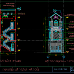 Alternative view of Bản vẽ thiết kế nhà mặt phố 3 tầng + dự toán