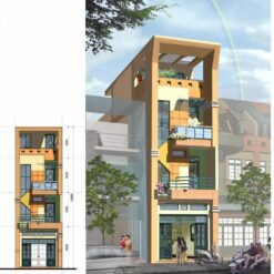 Bản vẽ thiết kế nhà phố 4x21m