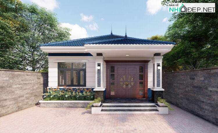 Biệt thự 1 tầng mái Nhật kích thước 9x18m - Ảnh 6