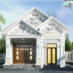 Bản vẽ autocad Biệt thự 1 tầng mái thái 7.8x13.5m