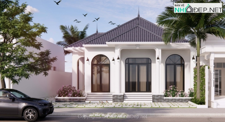 Bản vẽ autocad nhà cấp 4 mái nhật 9x11m