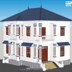 Bản vẽ (autocad + sketchup) Nhà 2 tầng mái Nhật kích thước 8x12m