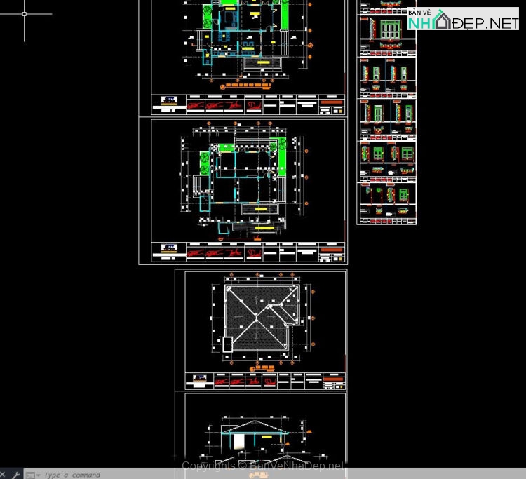 Autocad Biệt thự 1 tầng mái nhật 14.6×13.5m