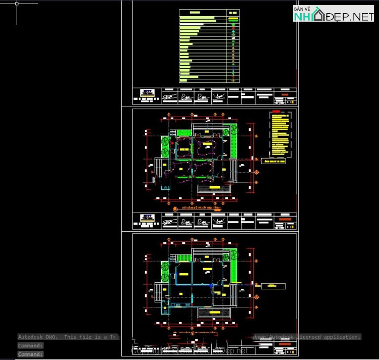 Autocad Biệt thự 1 tầng mái nhật 14.6×13.5m