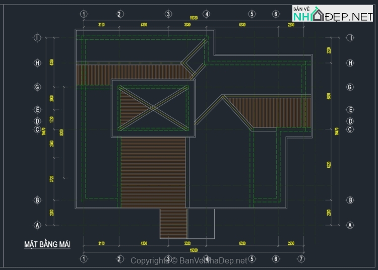 Bản vẽ Biệt thự 3 tầng kích thước 16x19m miễn phí