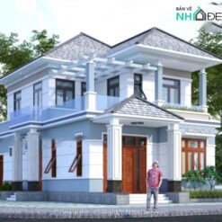 Alternative view of Bản vẽ chi tiết biệt thự 2 tầng hiện đại mái nhật 8x13.5m