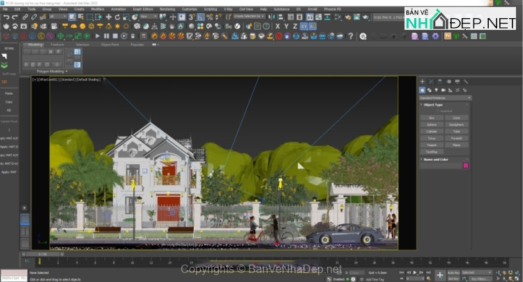 Bản vẽ chi tiết Biệt thự 2 tầng hiện đại mái thái 9x15m