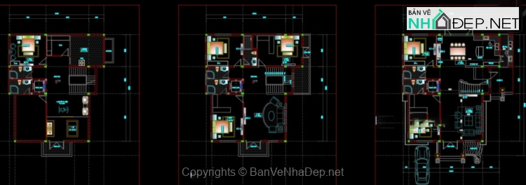 Bản vẽ chi tiết Biệt thự 3 tầng tân cổ điển 11.8×15.5m
