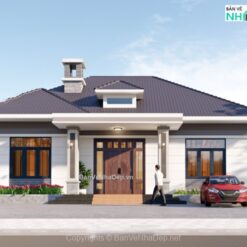 Alternative view of Bản vẽ chi tiết biệt thự hiện đại 1 tầng mái nhật 14x10m