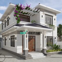 Bản vẽ Full nhà mái Nhật 2 tầng kích thước 8.09x10m