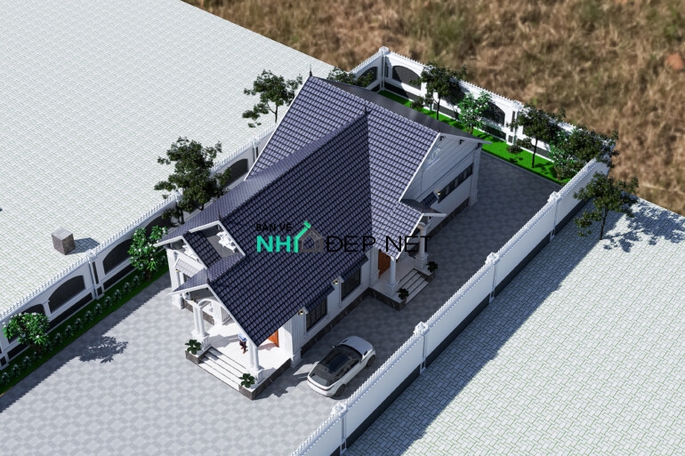 Bản vẽ Kiến trúc Nhà cấp 4 mái nhật Diện tích 9×20