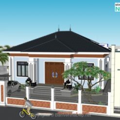 Bản vẽ nhà 1 tầng mái Nhật 10x12m (autocad + sketchup)