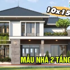 Bản vẽ nhà biệt thự mái thái 10x15m x 2 tầng