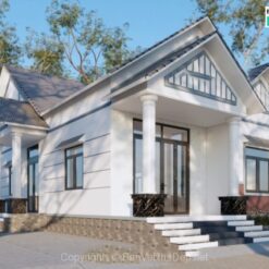 Bản vẽ nhà cấp 4 mái thái đầy đủ file kiến trúc, kết cấu, điện nước 7.6x17.1m