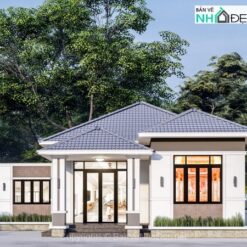 Bản vẽ nhà mái Nhật 1 tầng nông thôn 2024,kt 13.9x11.7m