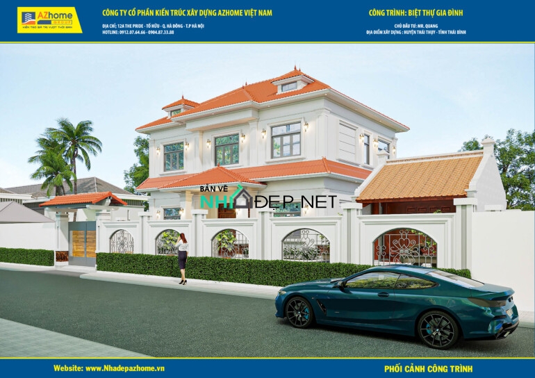 Bản vẽ nhà mái Nhật 2 tầng 12.2×10.1