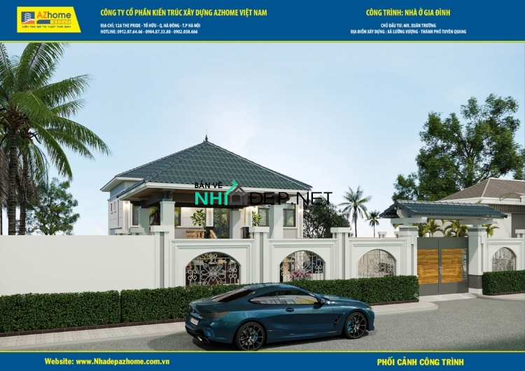 Bản vẽ nhà vườn 2 tầng mái 13×9.1 mái nhật