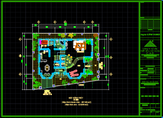 Bản vẽ thiết kế Biệt thự 13×8.6m x 3 tầng – có tầng hầm
