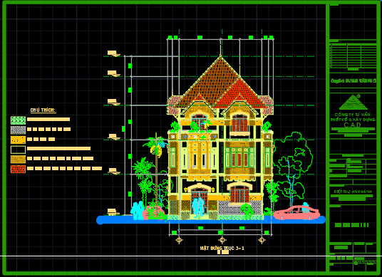 Bản vẽ thiết kế Biệt thự 13×8.6m x 3 tầng – có tầng hầm
