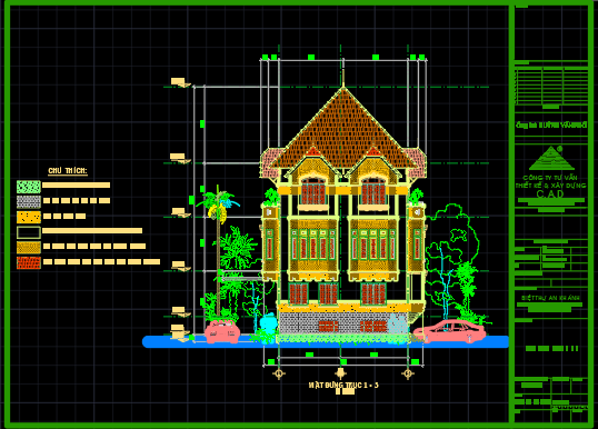 Bản vẽ thiết kế Biệt thự 13×8.6m x 3 tầng – có tầng hầm