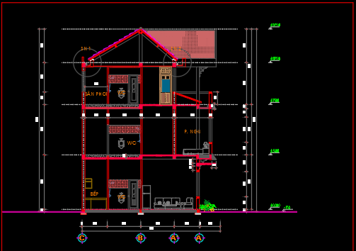 Bản vẽ thiết kế biệt thự 13×9.6m x 3 tầng – KT