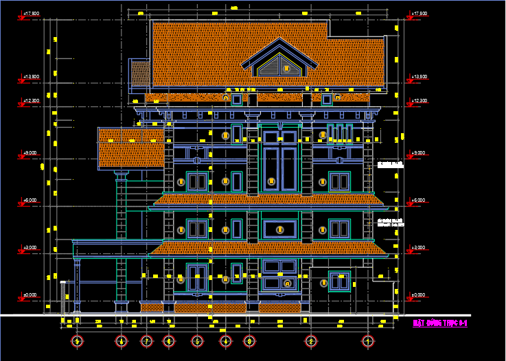 Bản vẽ thiết kế biệt thự 15x18m – KT