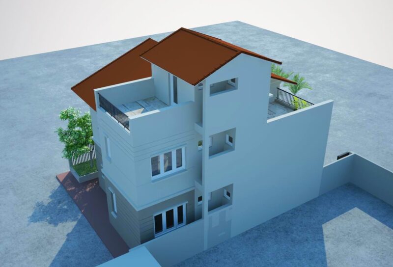 Bản vẽ thiết kế biệt thự 7.6×12.1 x 3 tầng