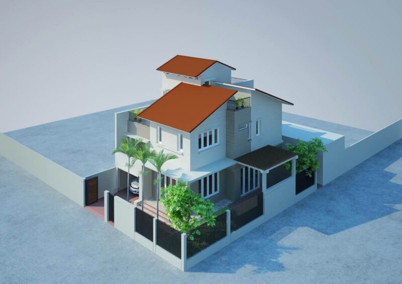 Bản vẽ thiết kế biệt thự 7.6×12.1 x 3 tầng