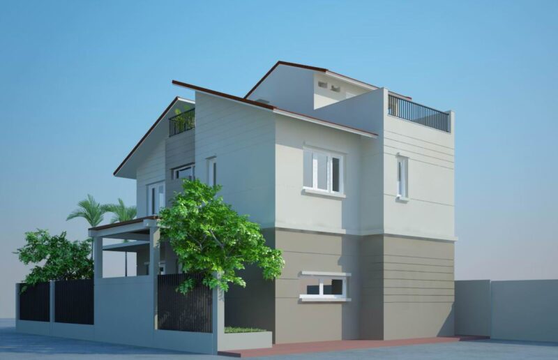 Bản vẽ thiết kế biệt thự 7.6×12.1 x 3 tầng