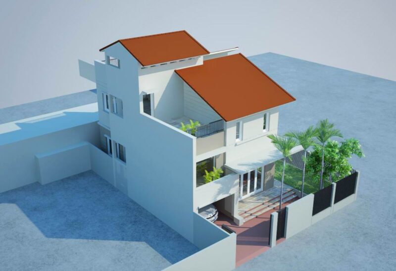 Bản vẽ thiết kế biệt thự 7.6×12.1 x 3 tầng